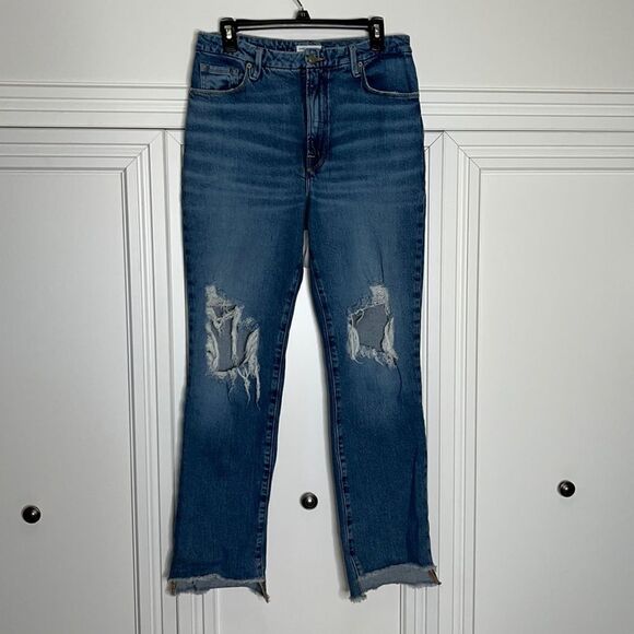 Good American Good Curve High Waist Distressed Jeans Size 10 - Picture 4 of 11